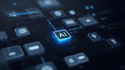 Obraz premium A digital representation of artificial intelligence with glowing nodes and connections