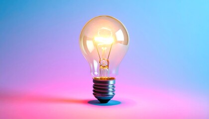 Glowing lightbulb on vibrant background