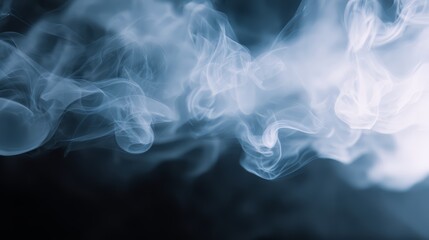 Obraz premium Blue smokey cloud with a white line in the middle. The smoke is thick and billowing