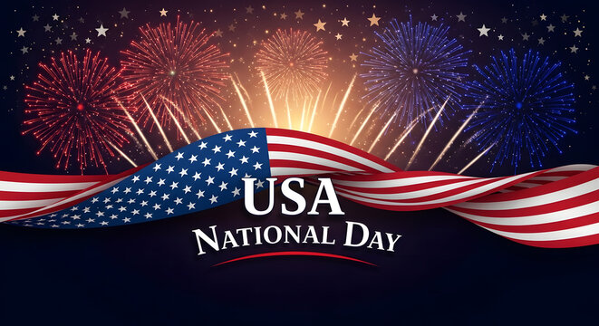 Celebrate USA National Day with Fireworks and Patriotism - Powered by Adobe