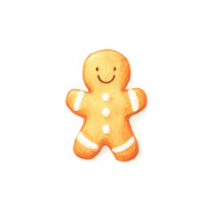 Smiling gingerbread cookie with icing decoration