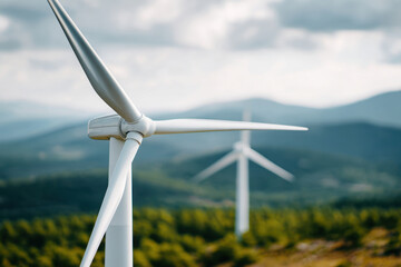 Wind turbines in a scenic landscape