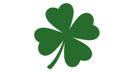 Green three-leaf clover silhouette on white background