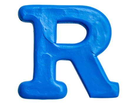 Blue plasticine letter. Blue plasticine alphabet, isolated.