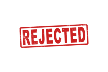 Wooden rubber stamp with the word rejected on the white paper