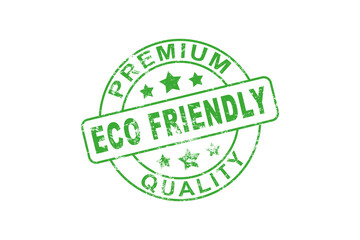 Eco friendly with globe symbol stamp printed on white background. Planet earth environment protection concept.