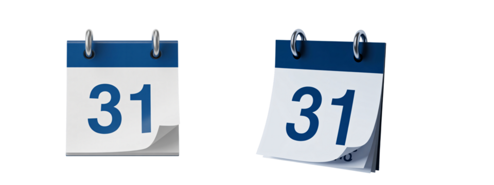 Two calendars displaying the 31st date against a black studio background image