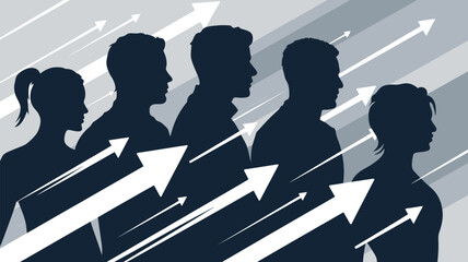 Professional team advancing towards business success, strategic growth, and career development to new heights