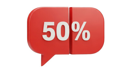 Red 50 Percent Discount Speech Bubble Sale Promotion.