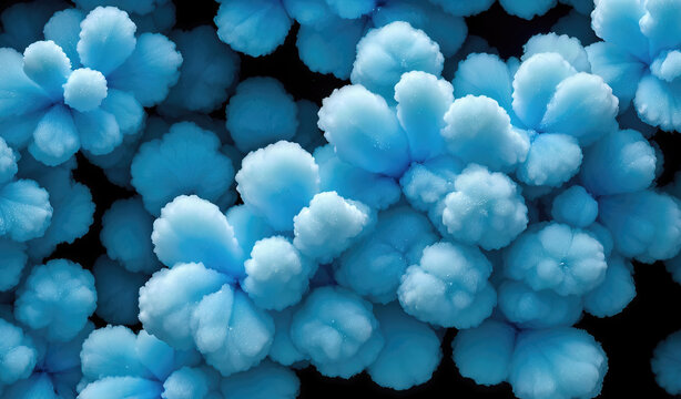 Abstract Blue Cloudlike Crystal Clusters Macro