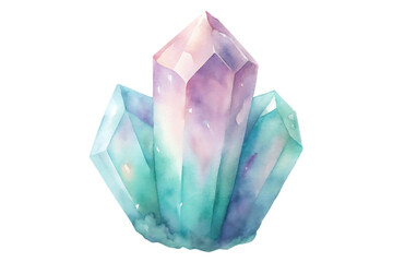 A mesmerizing crystal formation isolated on transparent background, showcasing a blend of purple and turquoise hues, radiating a sense of tranquility and natural beauty