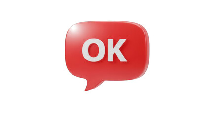 Red 3D OK Speech Bubble Icon.
