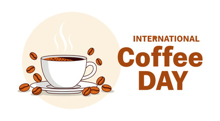 Celebrate international coffee day with a steaming cup of rich dark coffee beans