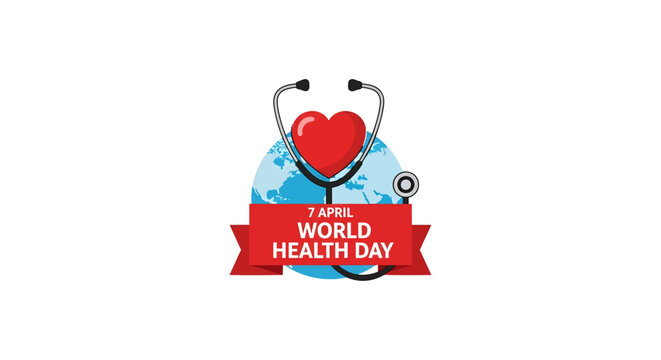 Doctor with heart and stethoscope celebrating world health day festive banner design