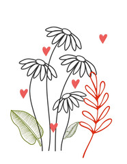 hand-drawn vector illustration of a branch of a cherry