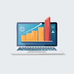 Depiction of Financial Growth Visualized on a Laptop Screen with Chart Representation
