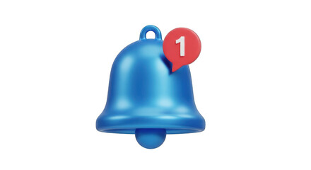 Blue Notification Bell with Red Number One Alert.