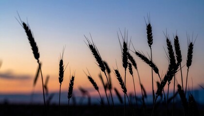 Fototapeta premium Silhouetted wheat field at sunset