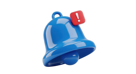 Blue Notification Bell with Red Exclamation Point Alert.