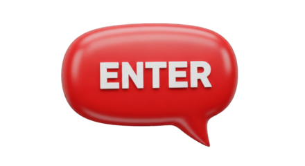 Red Speech Bubble with the Word ENTER in White Letters.