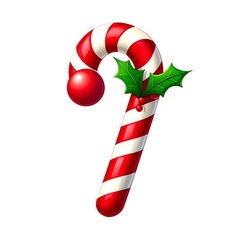 Festive Christmas Candy Cane with Holly Decor
