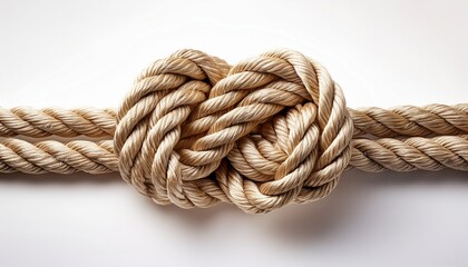 Obraz premium thick rope tied in a nautical knot against a white background