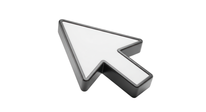 3D Render of a Gray and White Cursor Arrow.