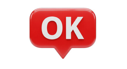 Red OK Speech Bubble Icon Design.