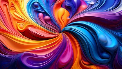 vibrant abstract art with fluid flowing shapes and colors