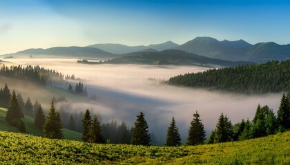 foggy morning in the slovak mountains