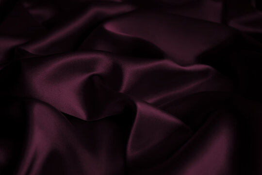 Wine hue, grape purple, raisin violet, plum, blackberry, dark magenta trendy passionate bright intense elegant color. Silk satin wrinkled crumpled texture background with folds. Underwear sleek fabric - Powered by Adobe