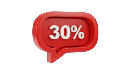 Red Speech Bubble with 30 Percent Discount Offer.