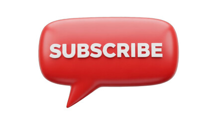 Red 3D Subscribe Speech Bubble Icon.