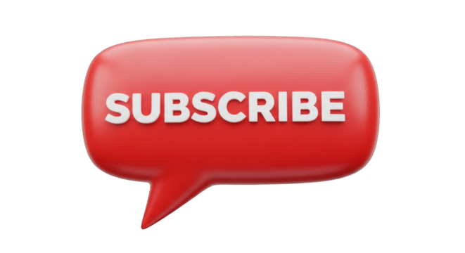 Red 3D Subscribe Speech Bubble Icon.