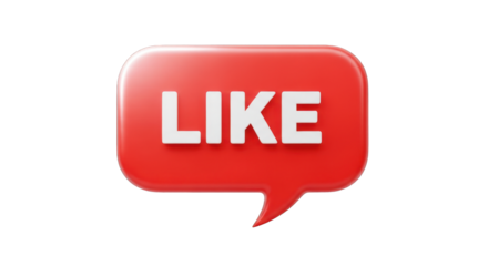 Red Speech Bubble with the Word LIKE in White Letters.