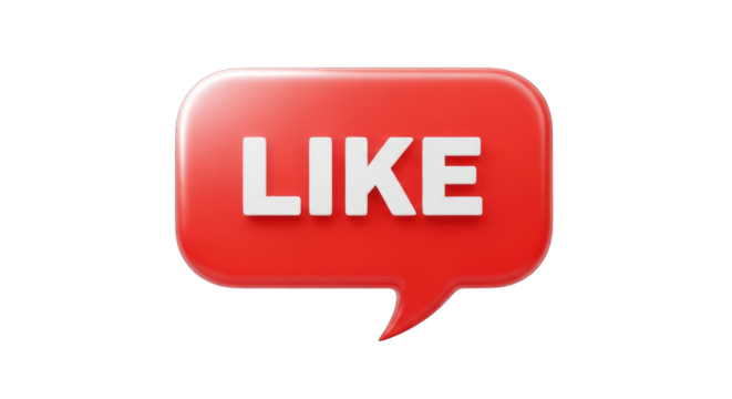 Red Speech Bubble with the Word LIKE in White Letters.