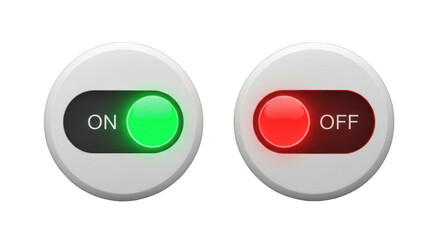 Illuminated On-Off Switch Buttons with Green and Red Lights.