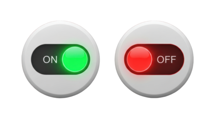 Illuminated On-Off Switch Buttons with Green and Red Lights.