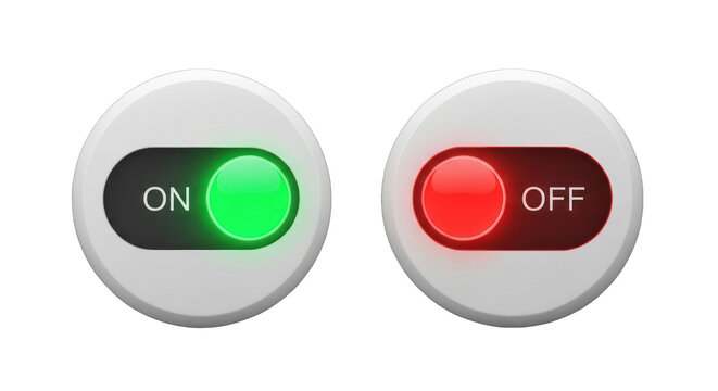 Illuminated On-Off Switch Buttons with Green and Red Lights.