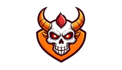 A fierce skull mascot, rendered in bold colors, displays a menacing expression.