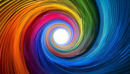colorful abstract spiral tunnel leading to light surrounded by vibrant hues evoking a sense of wonder