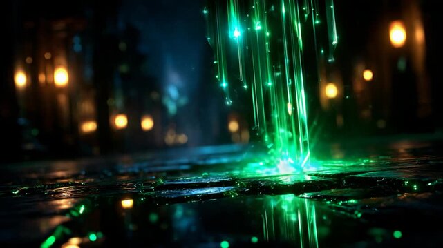 beautiful neon light glow with sparkle glowing in dark background 