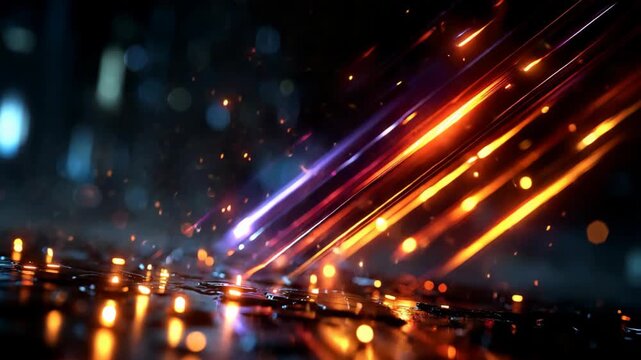 beautiful neon light glow with sparkle glowing in dark background 