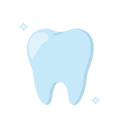 Glossy blue tooth illustration with sparkle accents, isolated on dark background. Ideal for dental care, oral hygiene, and clean smile concepts in medical, cosmetic, or healthcare-themed stock content
