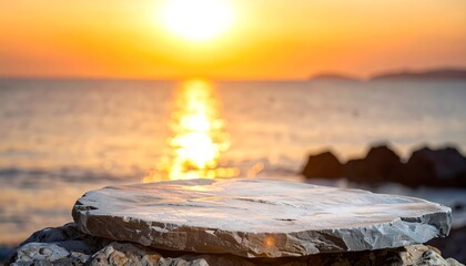 Sunset beach stone table