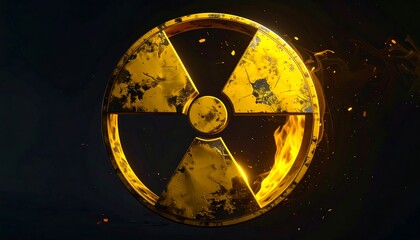 Fiery, golden radioactive symbol