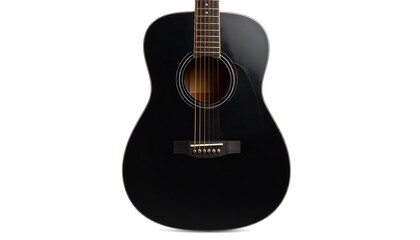 Fototapeta premium Black acoustic guitar, front view (1)