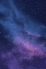 Naklejka premium Expansive night sky filled with a swirling blue and purple nebula, dotted with countless bright stars, evoking a sense of cosmic wonder and exploration