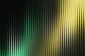Abstract background with vertical ribbed texture and gradient of yellow and green light