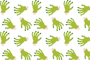 Zombie hand pattern. Design for Halloween. Flat style vector illustration